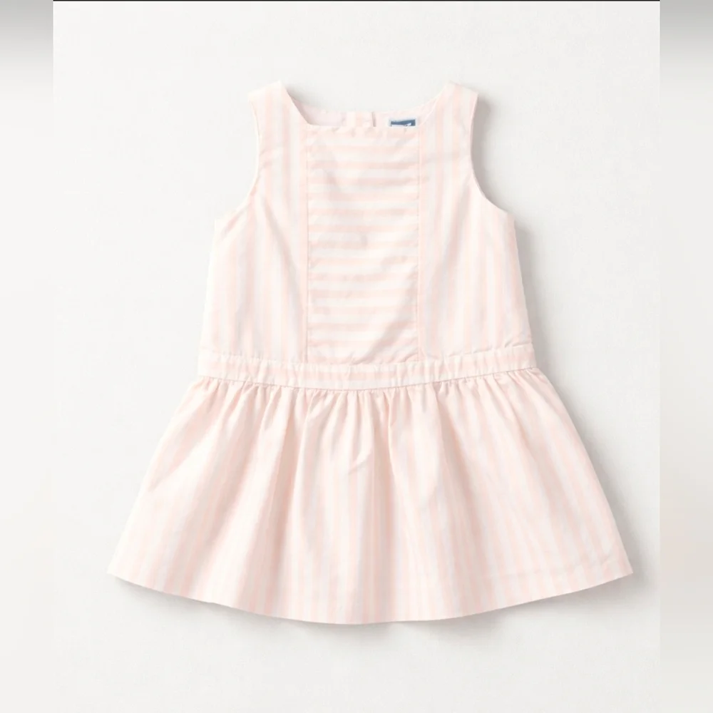 Janie and Jack Baby Girls Pink White Striped Sleeveless Drop Waist Dress 3-6M